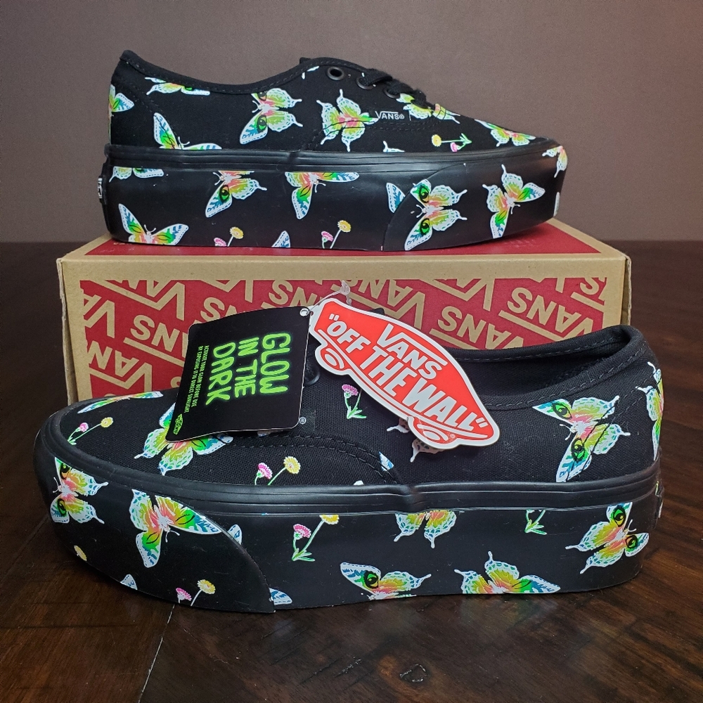Vans Authentic Stacked Glow In The Dark Morph Blackout Women Size 6